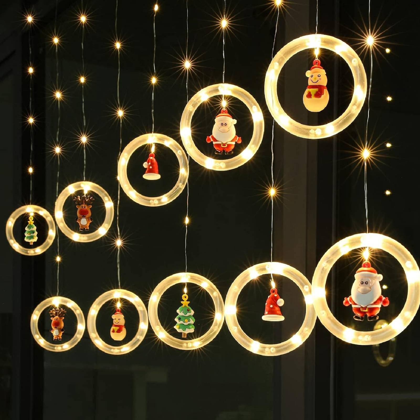 BLOOMWIN 3m x 0.65m 120 LED Christmas Window Lights Battery-Powered
