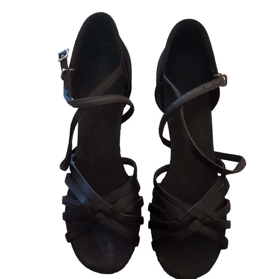 Black & Gold Strappy Kitten Heel Sandals UK 5