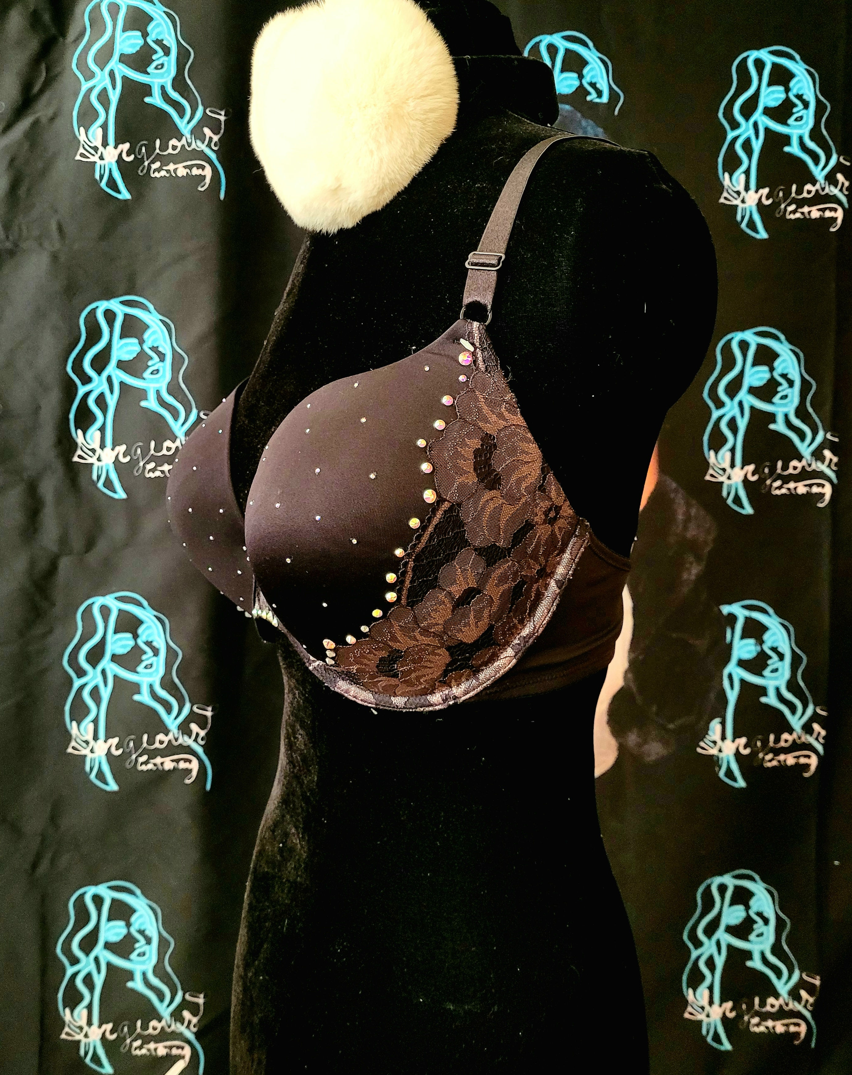 Black Lacy Bling Bra