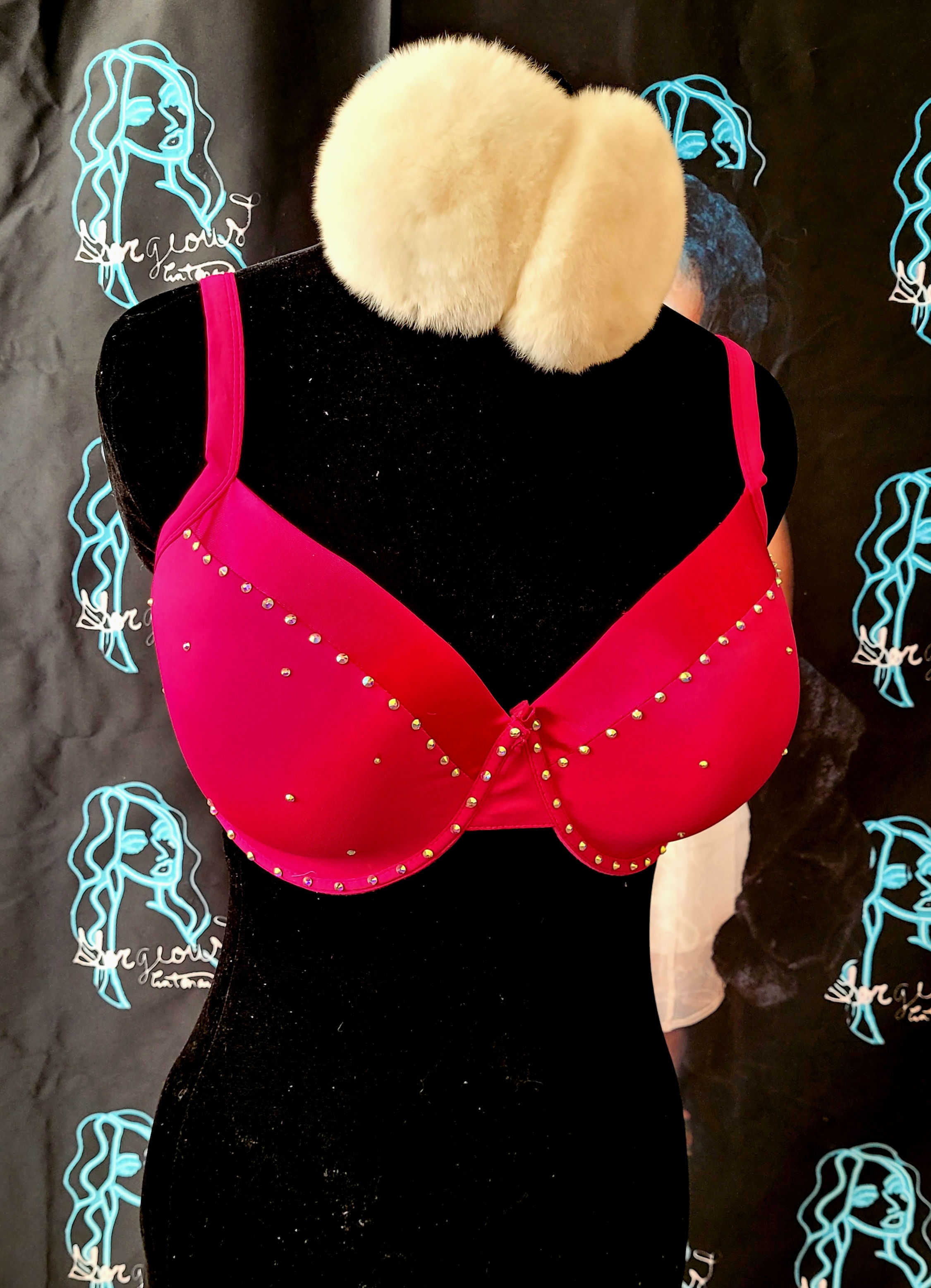 Dark Hot Pink Bling Bra