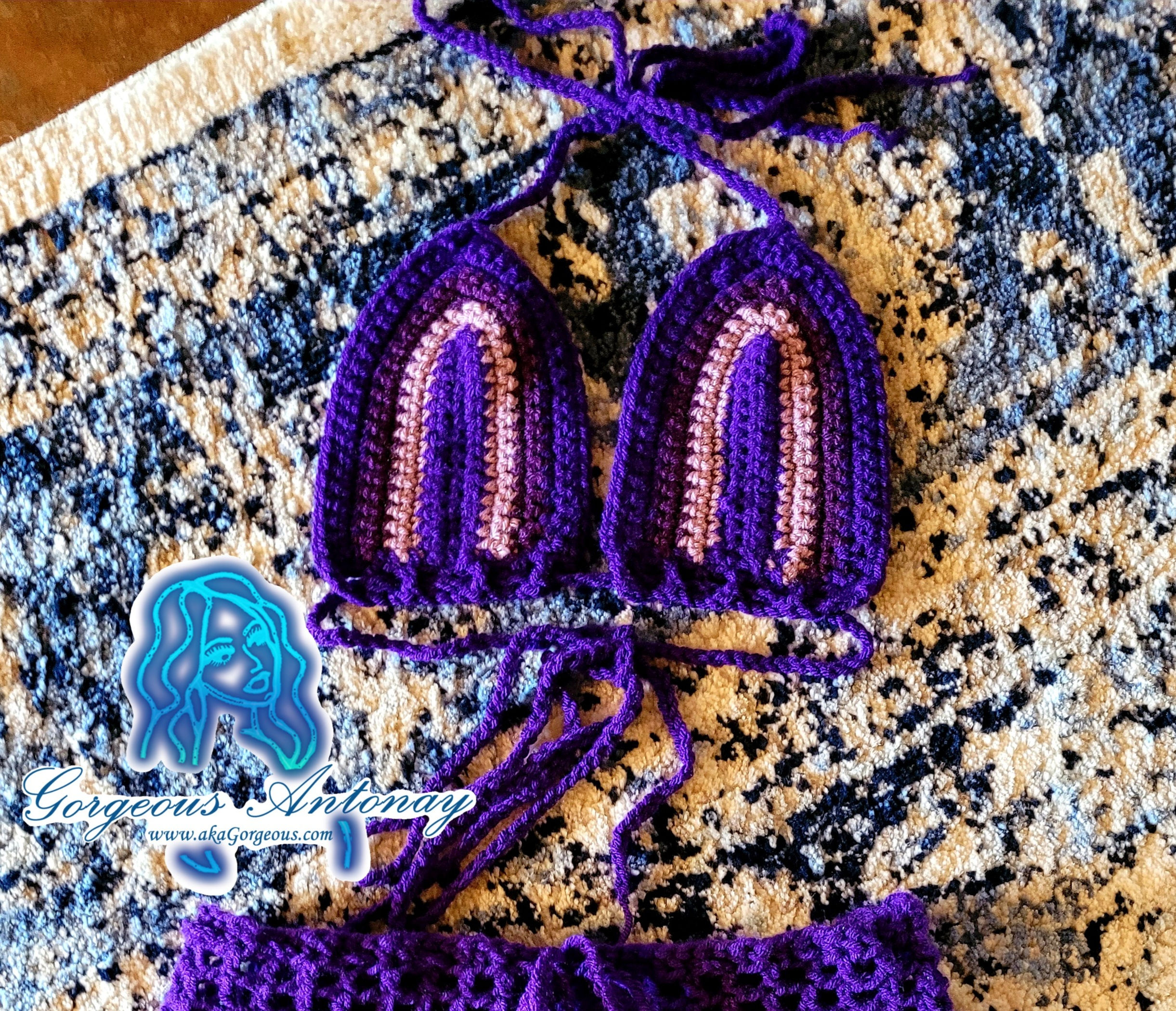 Purple Triangle Crochet Top 