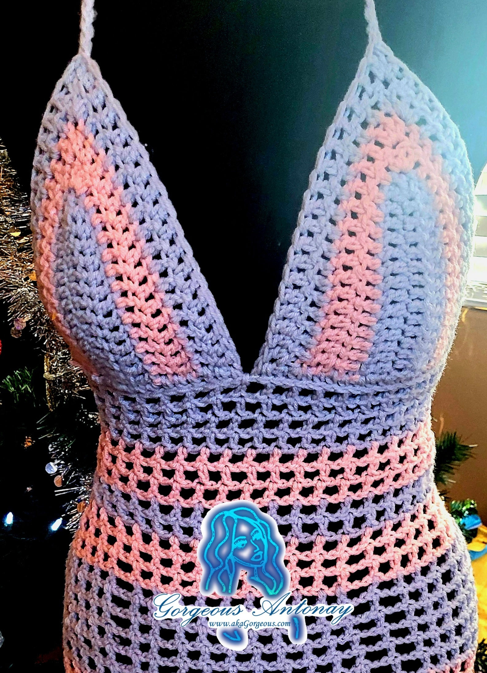 Light Pink & Grey Crochet Dress