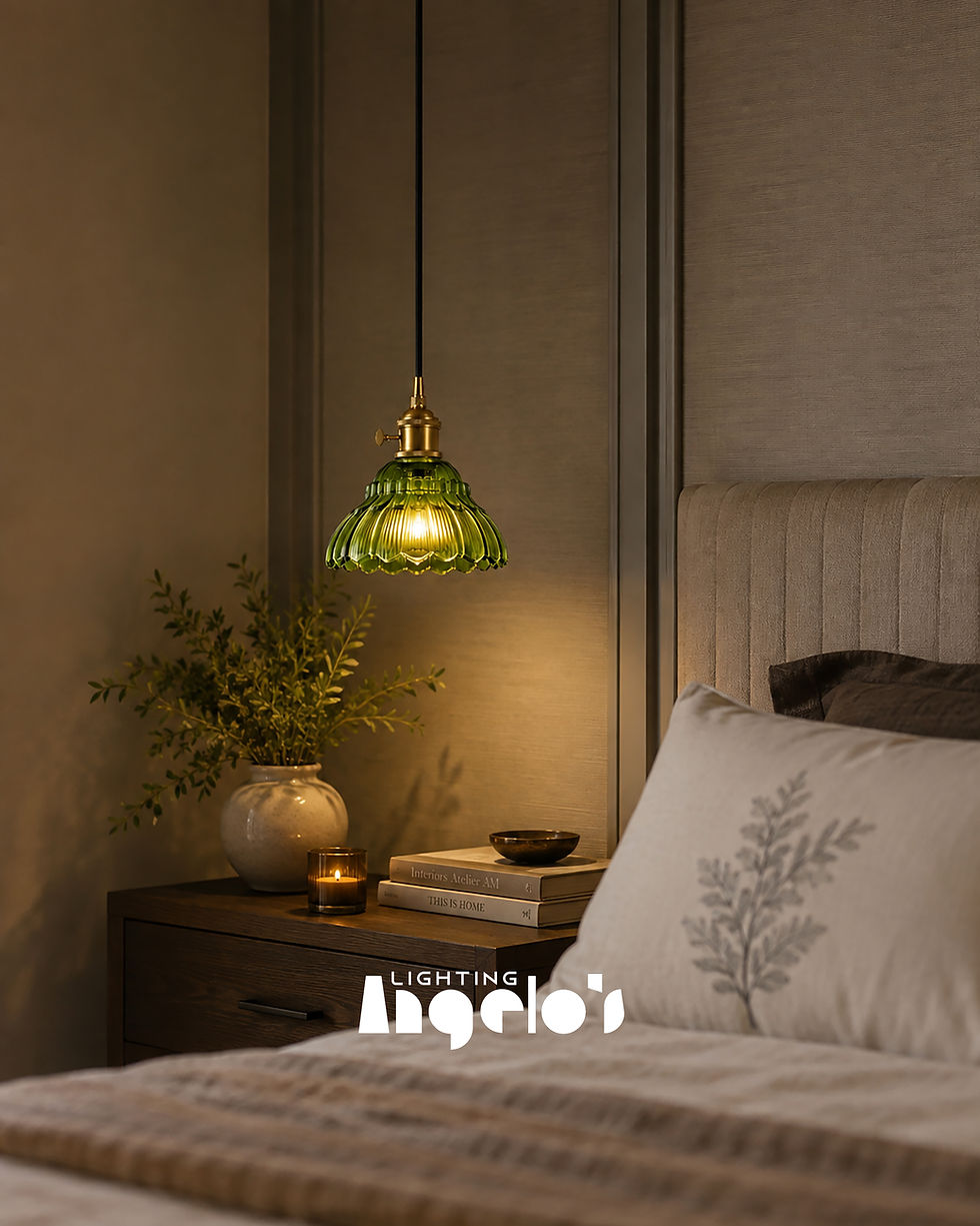 Thumbnail: Roselle Pendant Light | Clear & Olive Green Glass Hanging Lamp