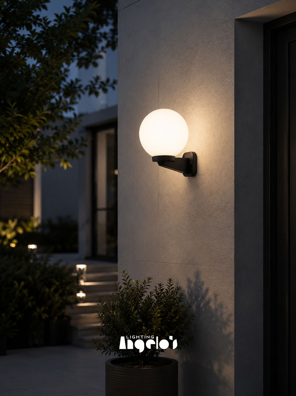 Orvane Wall Sconce | Modern Black & Opal Wall Light Outdoor