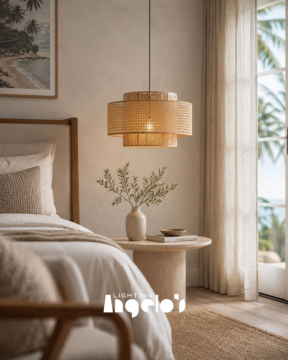 Thumbnail: Alira Rattan Layered Pendant Light | Boho & Coastal Chandelier