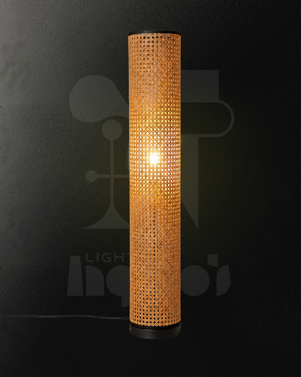 Canova Rattan Floor Lamp | Modern Boho Standing Lamp for Living Room & Bedroom
