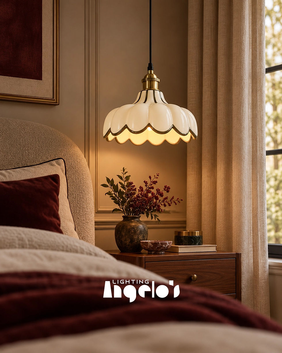 Thumbnail: Isadora Vintage Ivory Scalloped Glass Pendant Light