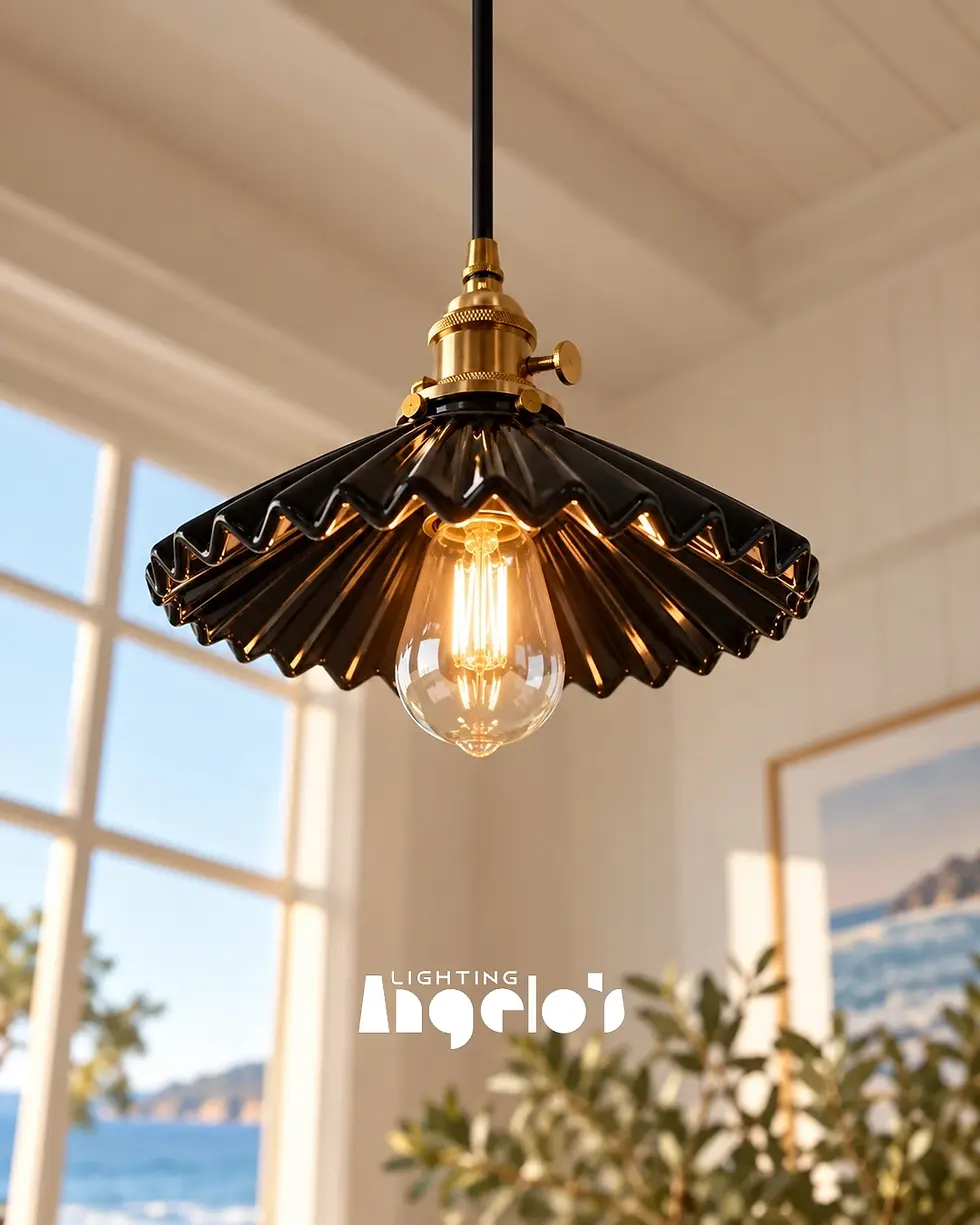 Thumbnail: Folia Pleated Ceramic Pendant Light | Angelo’s Lighting
