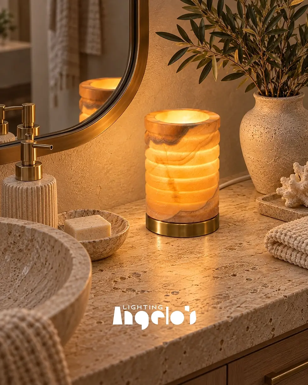 Thumbnail: Nerissa Natural Alabaster Table Lamp | Angelo's Lighting