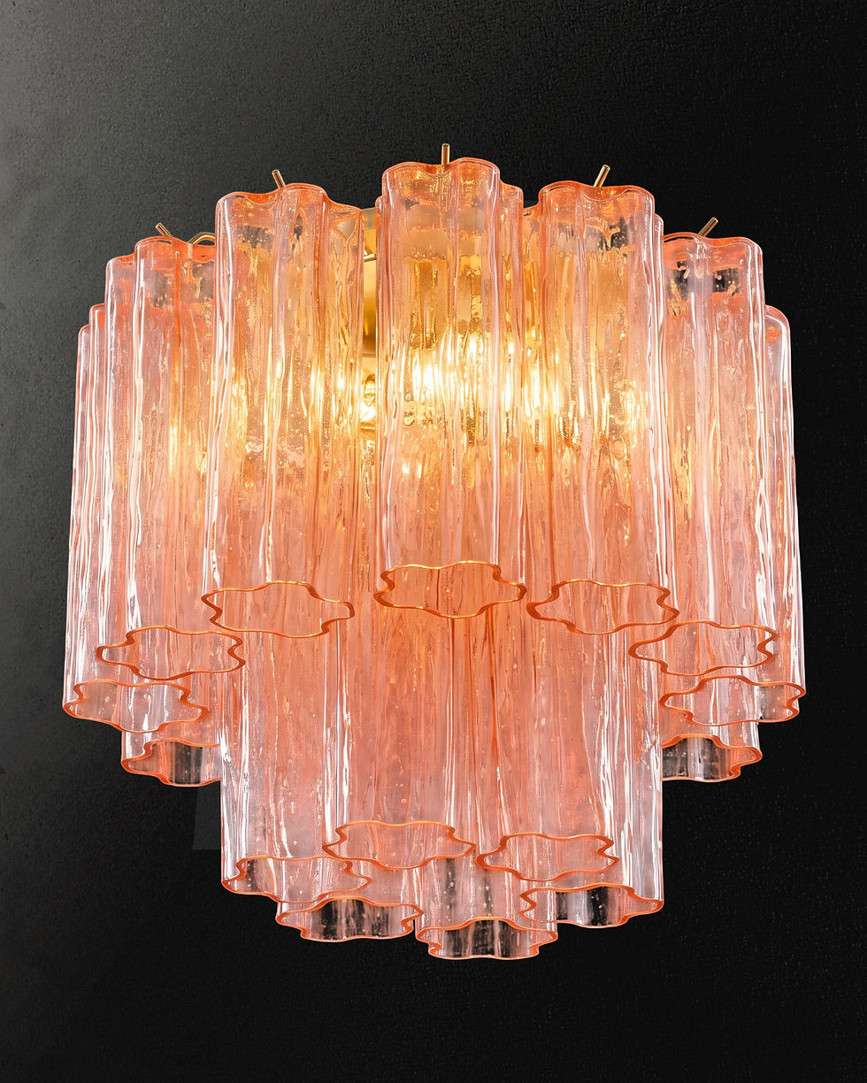 Lacelle Ceiling Light | Textured Peach Glass Light