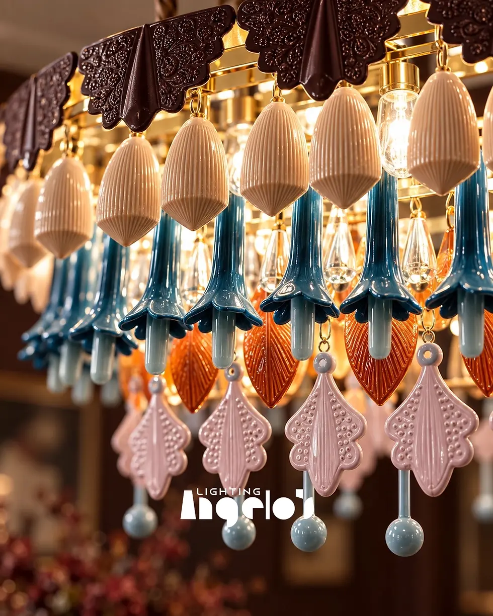 Thumbnail: Marrakech Jewel Ceramic Tassel Chandelier | Luxury Chandelier Light