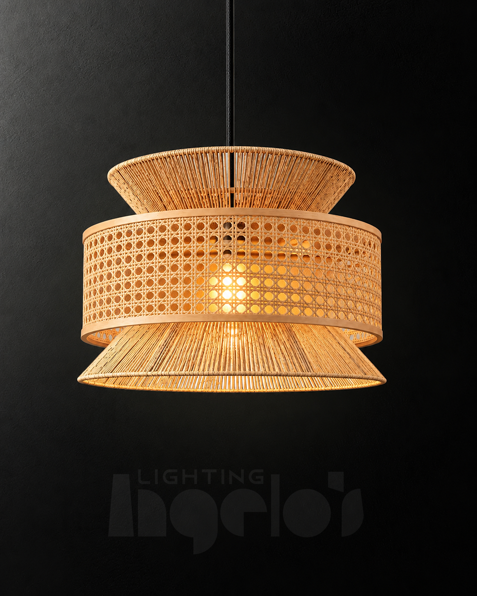 Moira Rattan & Woven Pendant Light | Modern Boho Ceiling Lamp
