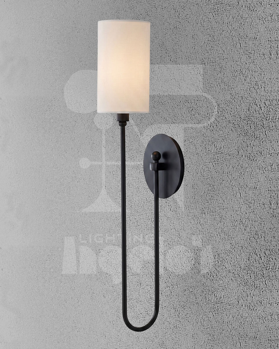 Thumbnail: Velin Wall Light | Modern Wall Sconce with Fabric Shade – Angelo’s Lighting