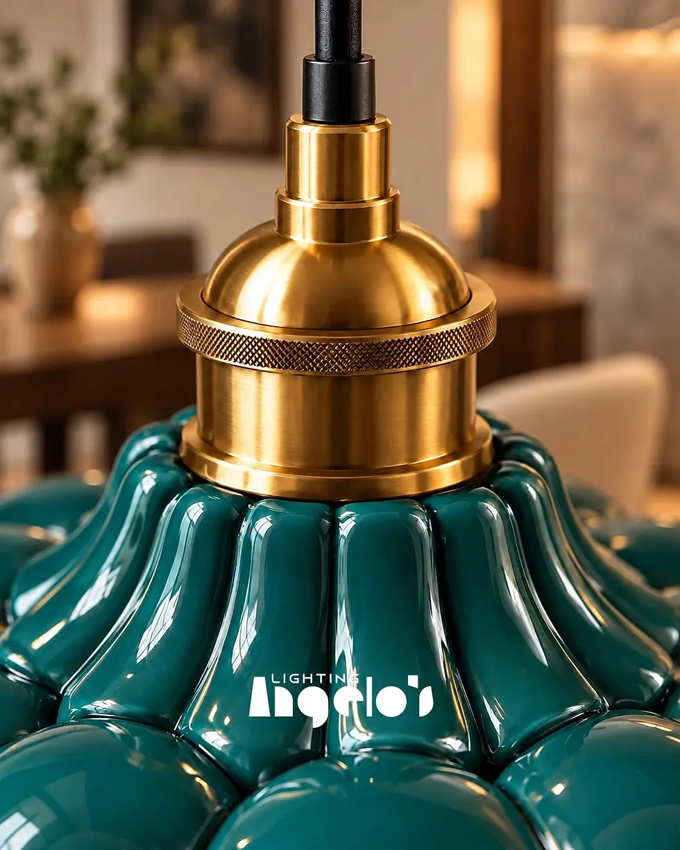 Thumbnail: Ondine Teal Scalloped Pendant Light | Angelo’s Lighting