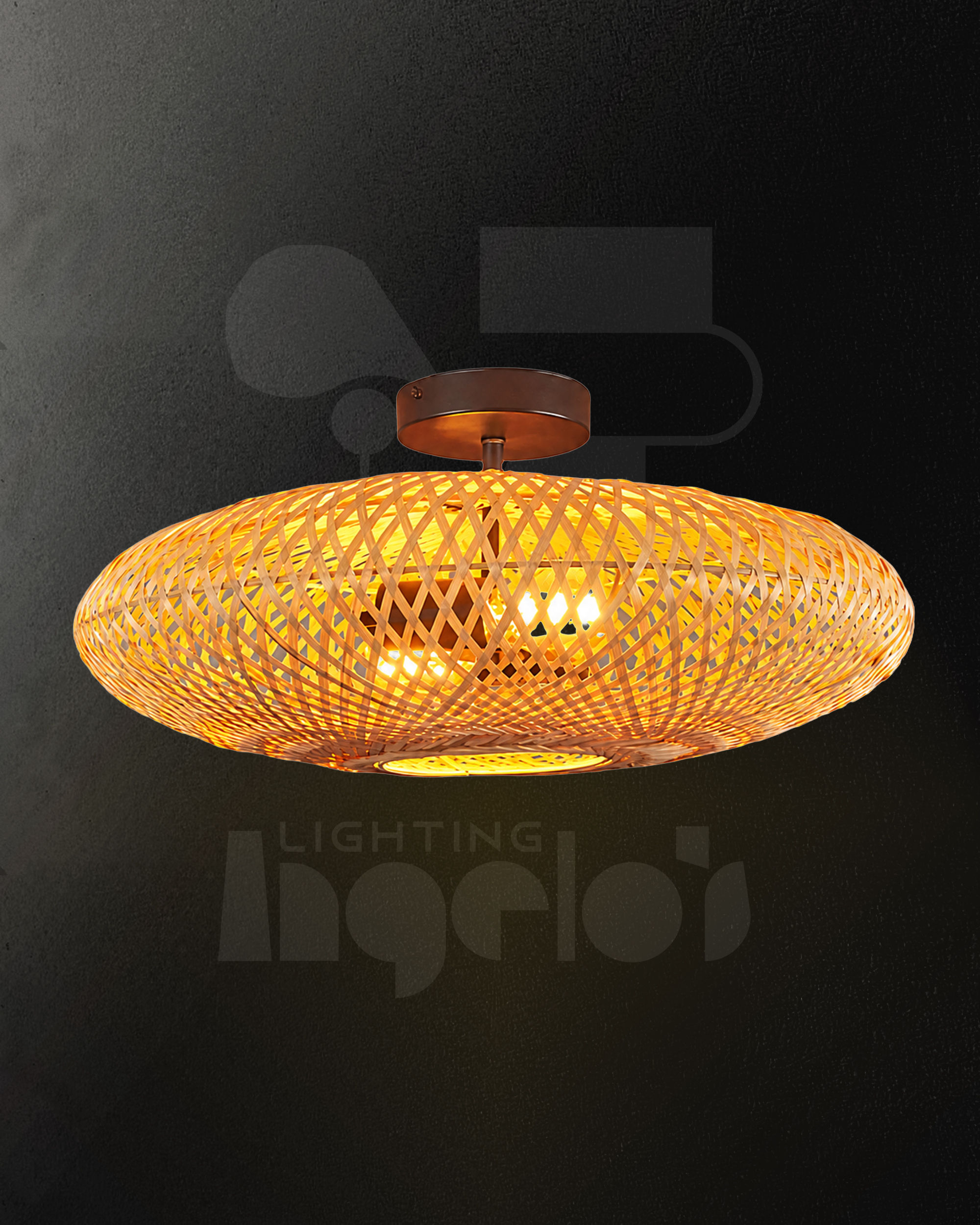 Solano Rattan Flush Mount Ceiling Light | Natural Woven Bamboo Ceiling Lamp
