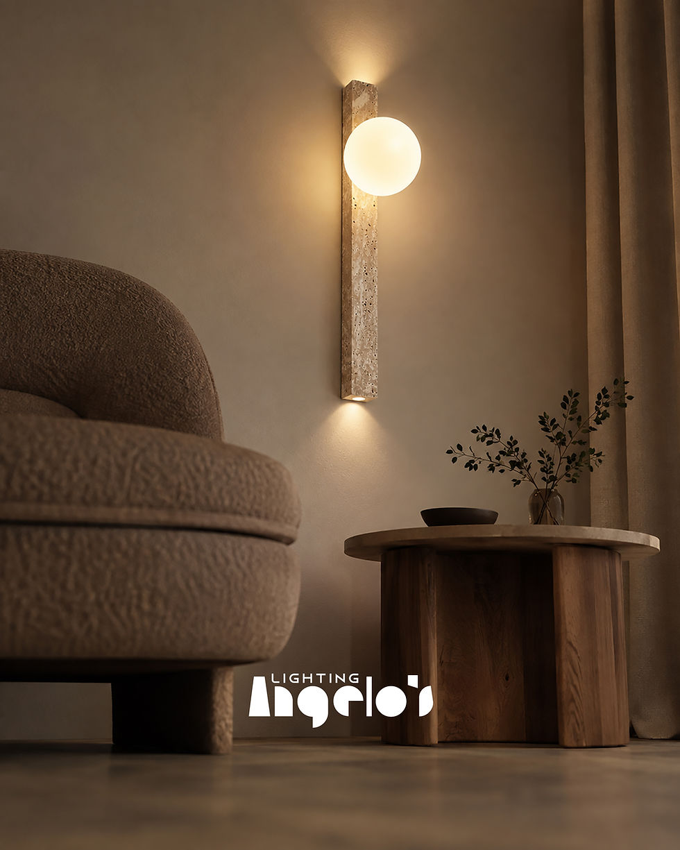 Thumbnail: Byn Wall Light | Travertine & Opal Glass Wall Light