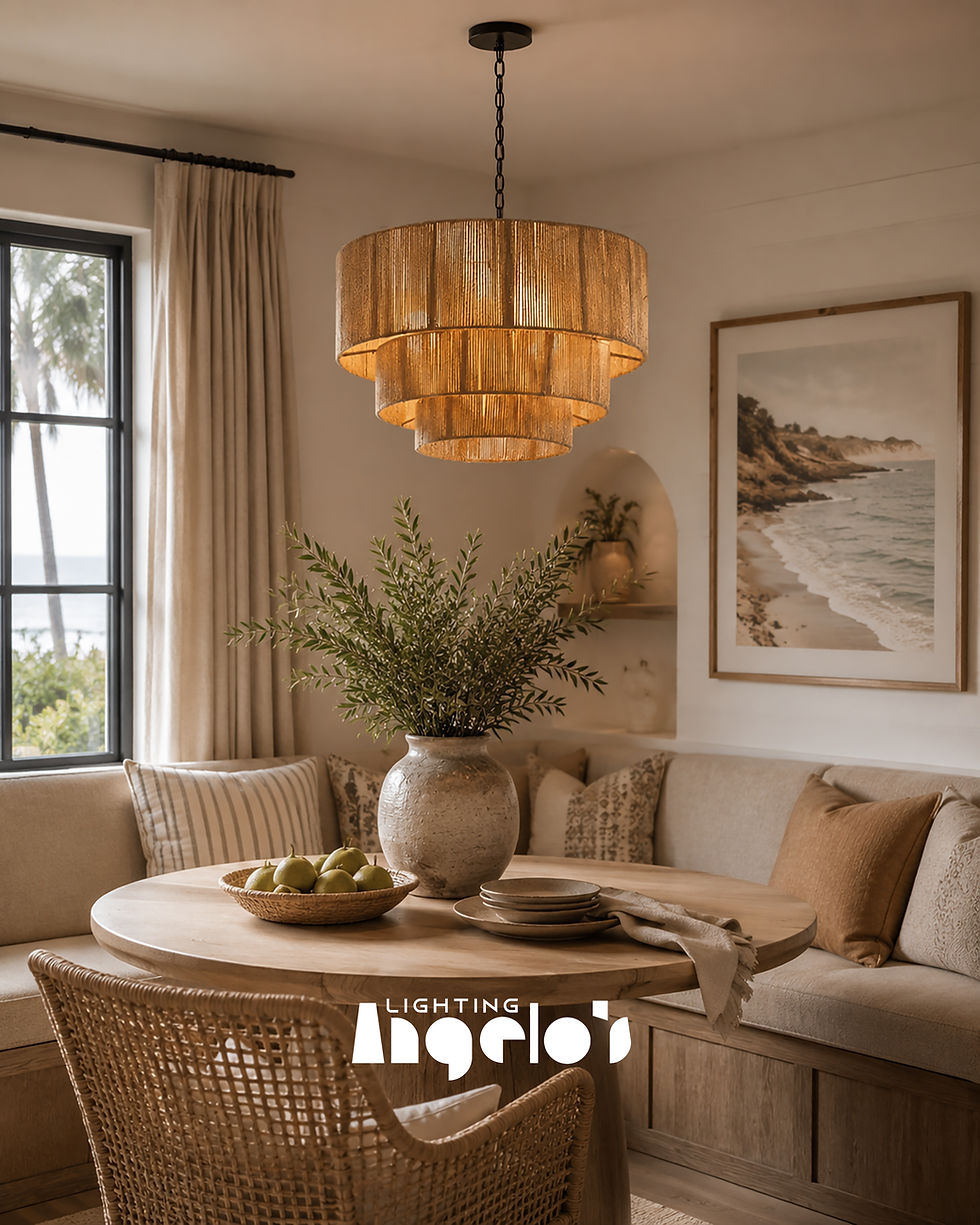 Thumbnail: Aster Rattan Chandelier | Modern Boho Layered Pendant Light for Dining Room & Living Room