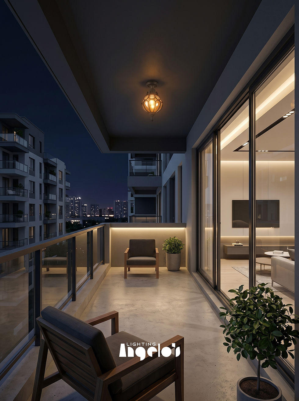 Thumbnail: Zayna Outdoor Pendant Light – Black Metal & Amber Glass Lantern