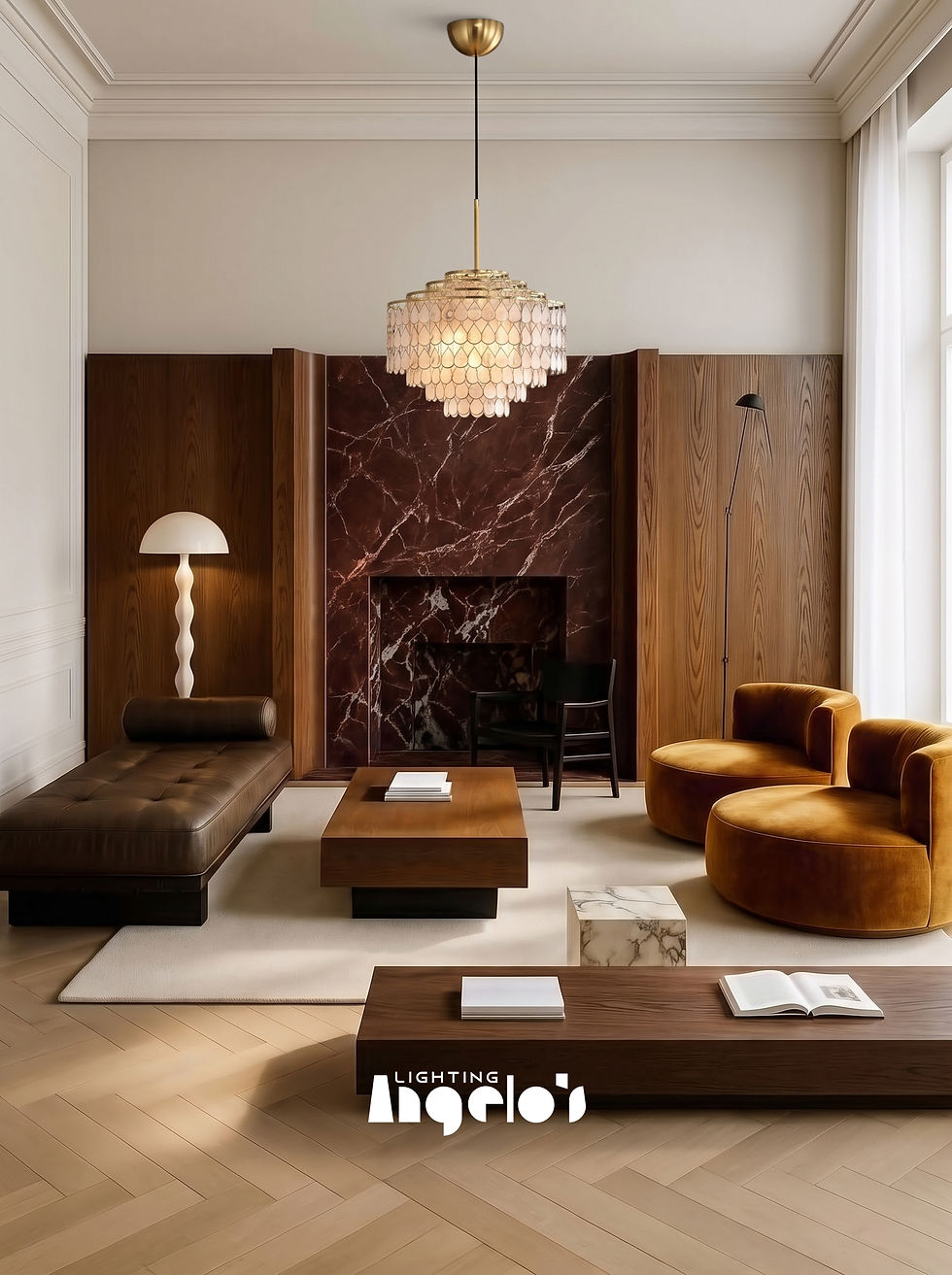 Thumbnail: Varya Chandelier | Layered Mother-of-Pearl Statement Chandelier