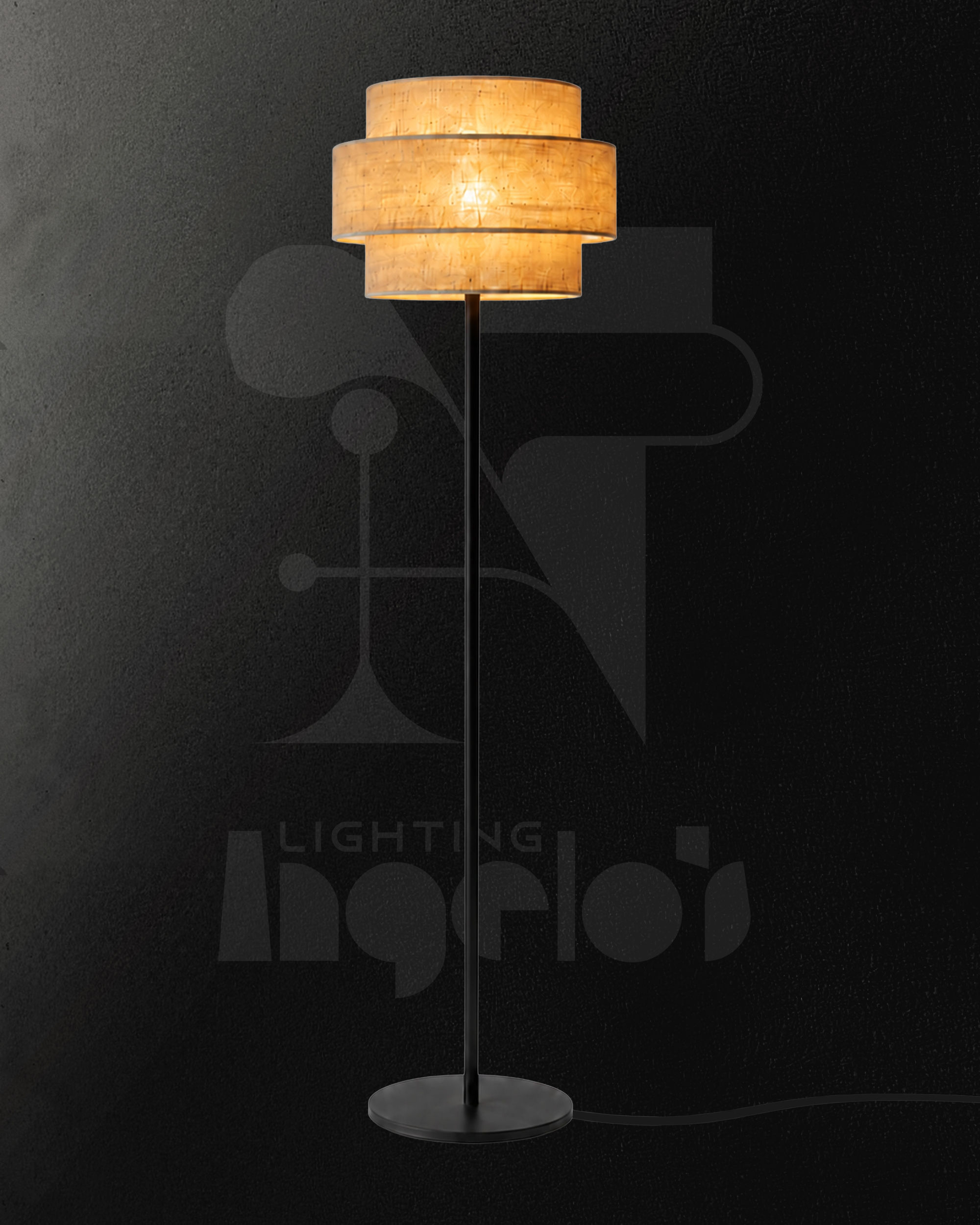 Alvara Floor Lamp | Natural Woven Shade & Black Metal Frame