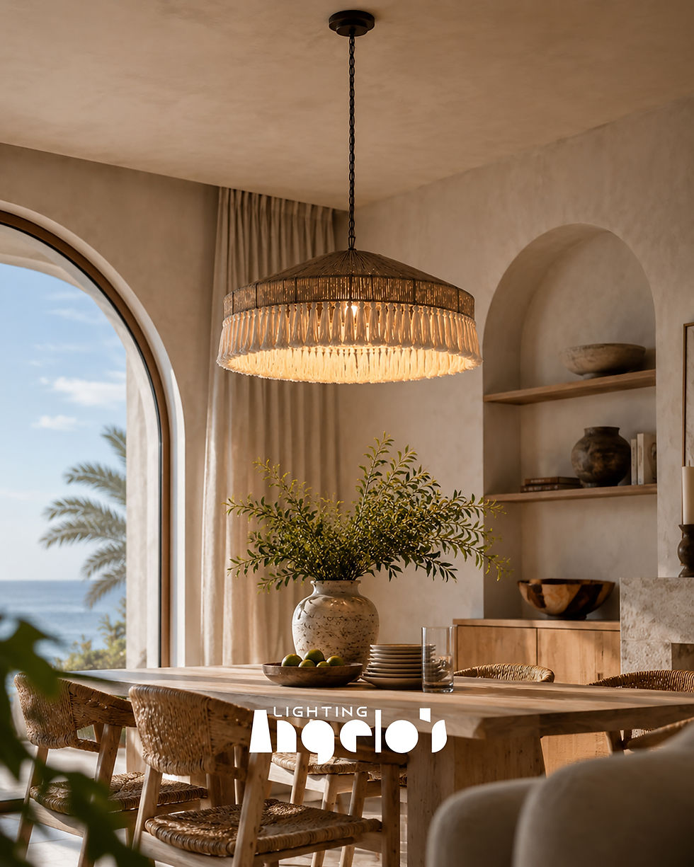 Thumbnail: Wovique Boho Rattan Chandelier | Woven Tassel Pendant Light for Dining Room & Living Space