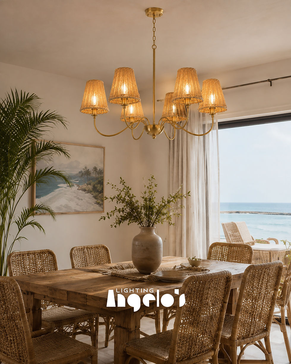 Thumbnail: Serena Chandelier | Woven Rattan 6-Light Chandelier