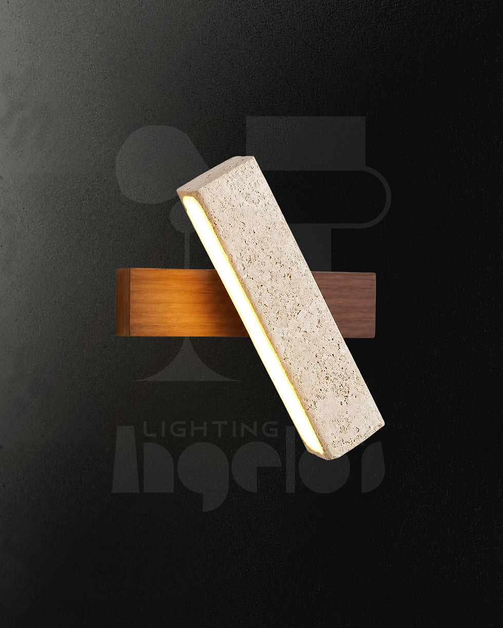 Bevelia Wall Sconce | Travertine & Wood LED Wall Light