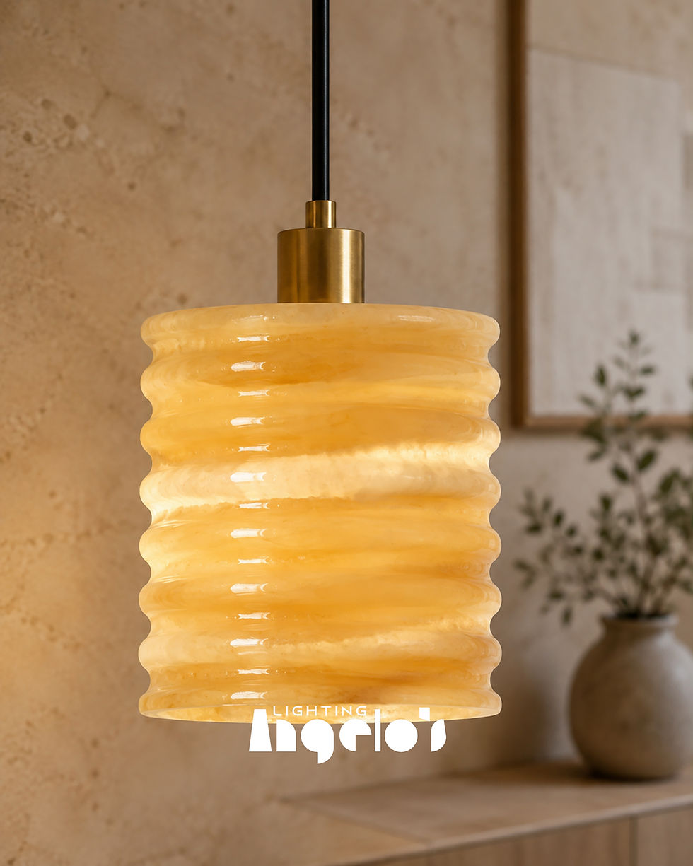 Aurelio Ribbed natural stone Light | Modern Luxury Hanging Light