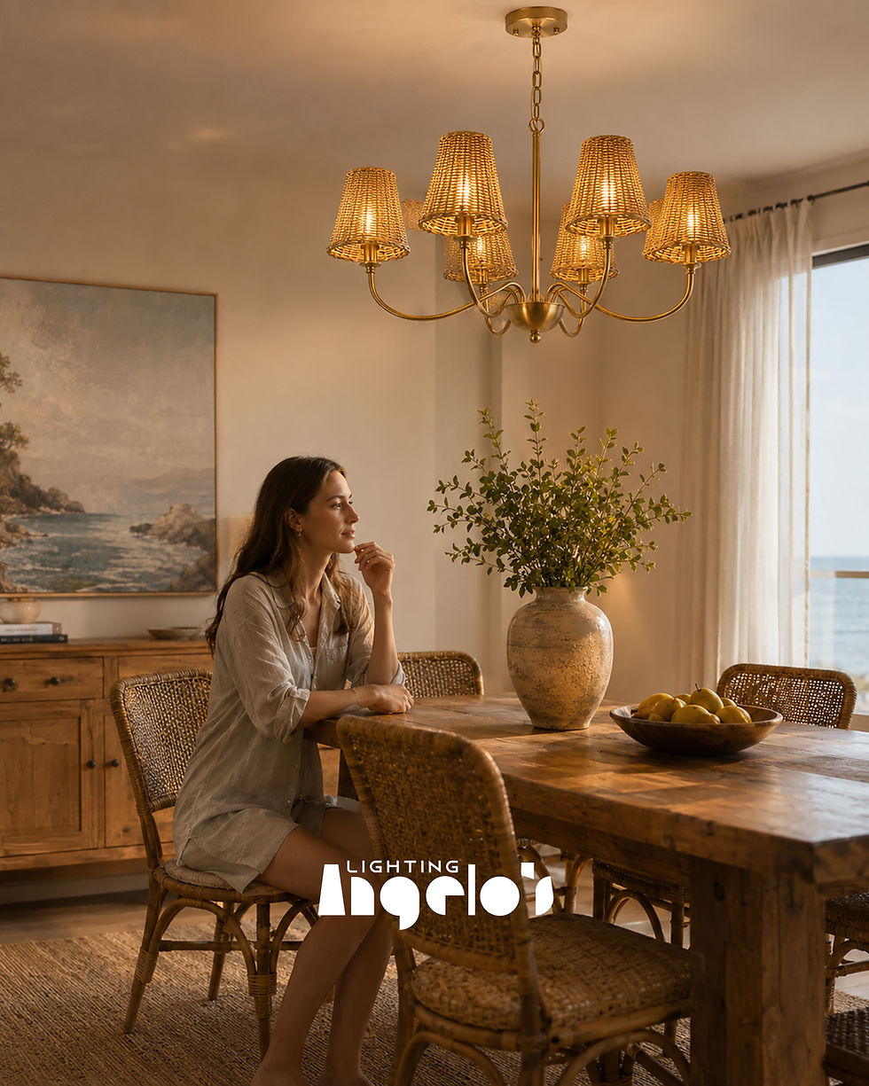 Thumbnail: Serena Chandelier | Woven Rattan 6-Light Chandelier