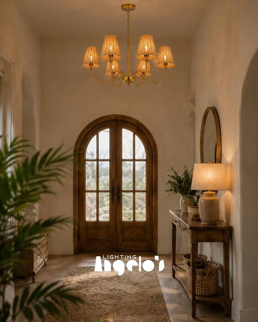 Thumbnail: Serena Chandelier | Woven Rattan 6-Light Chandelier