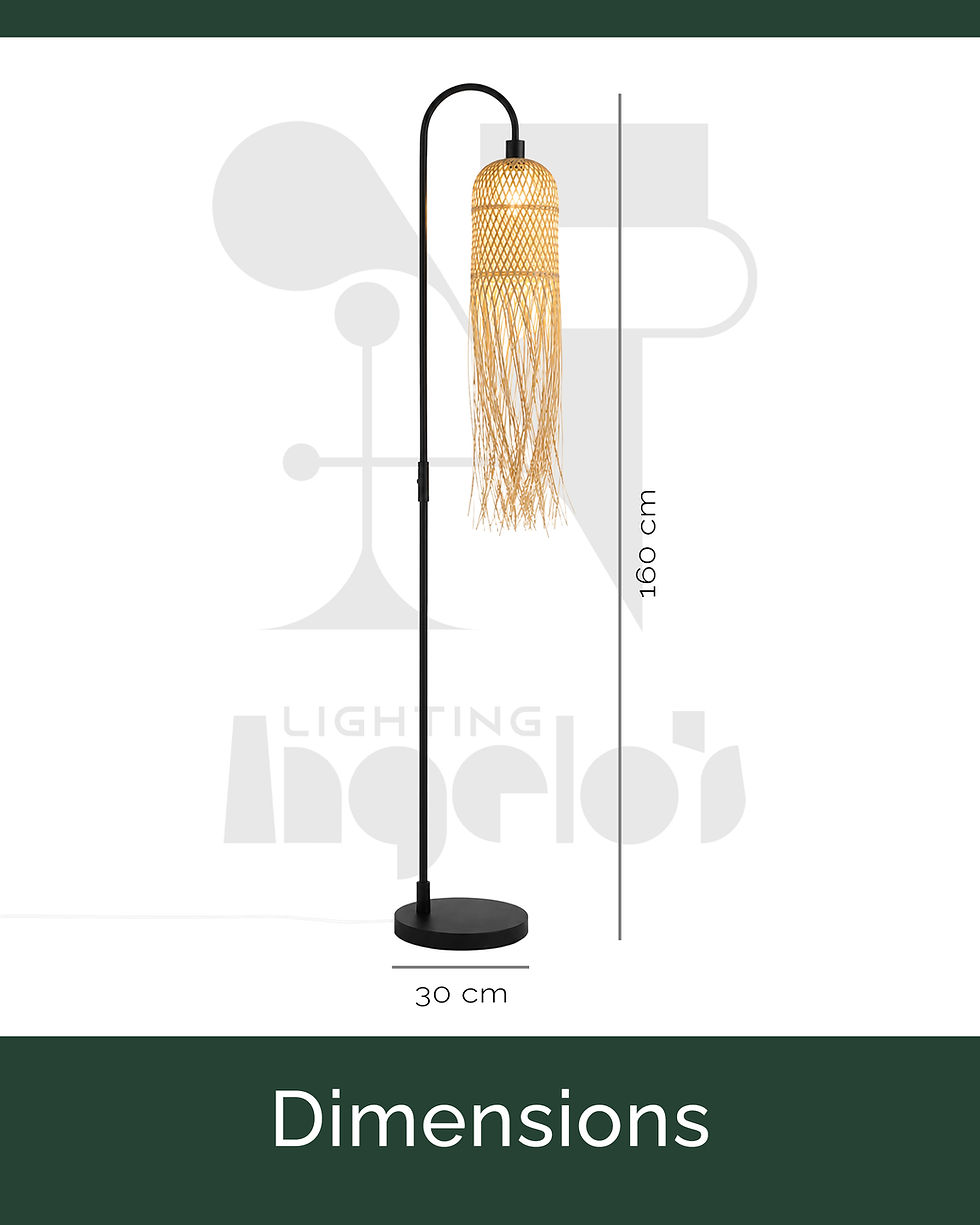 Thumbnail: Avenza Floor Lamp | Natural Woven Rattan Shade & Black Frame