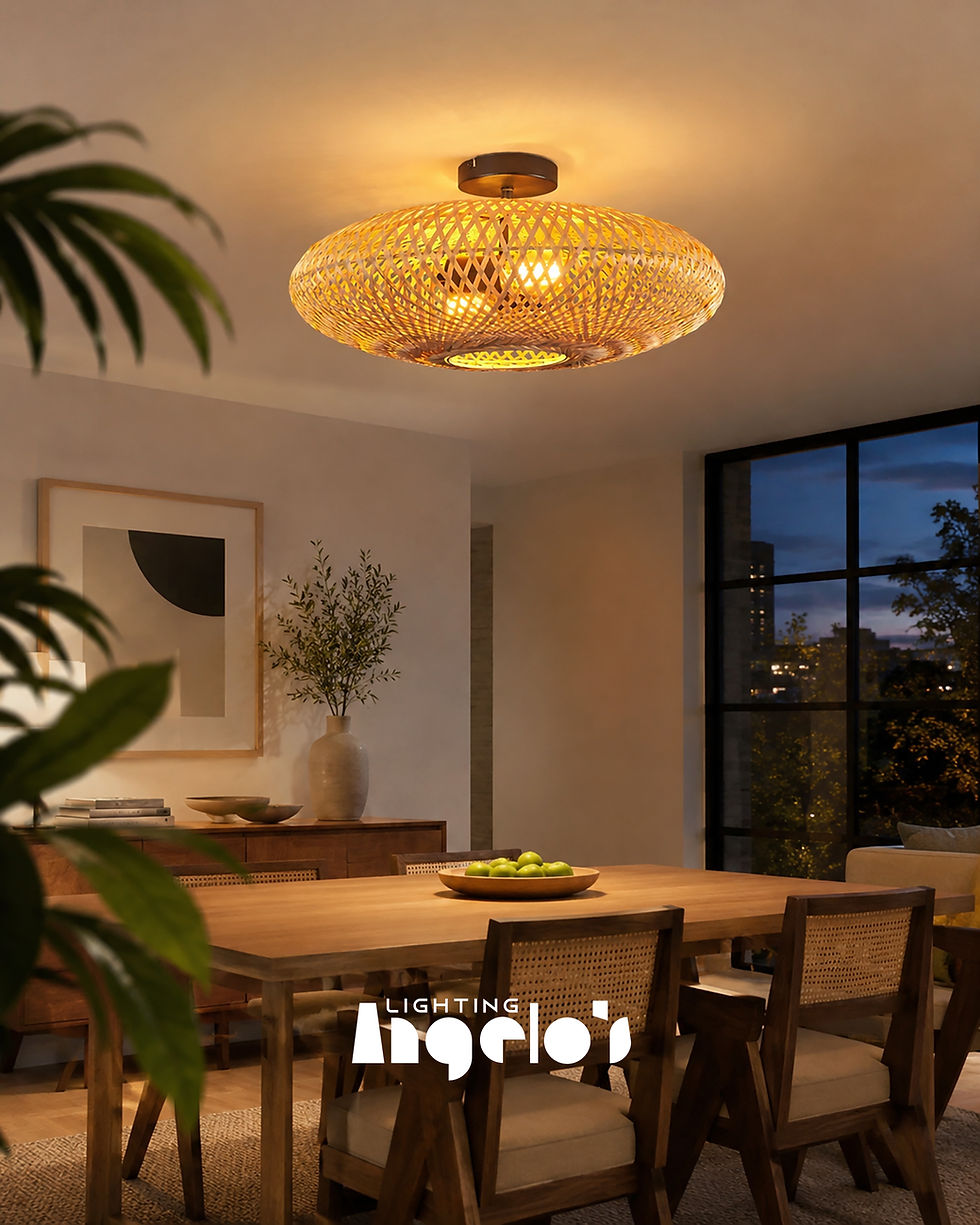 Thumbnail: Solano Rattan Flush Mount Ceiling Light | Natural Woven Bamboo Ceiling Lamp