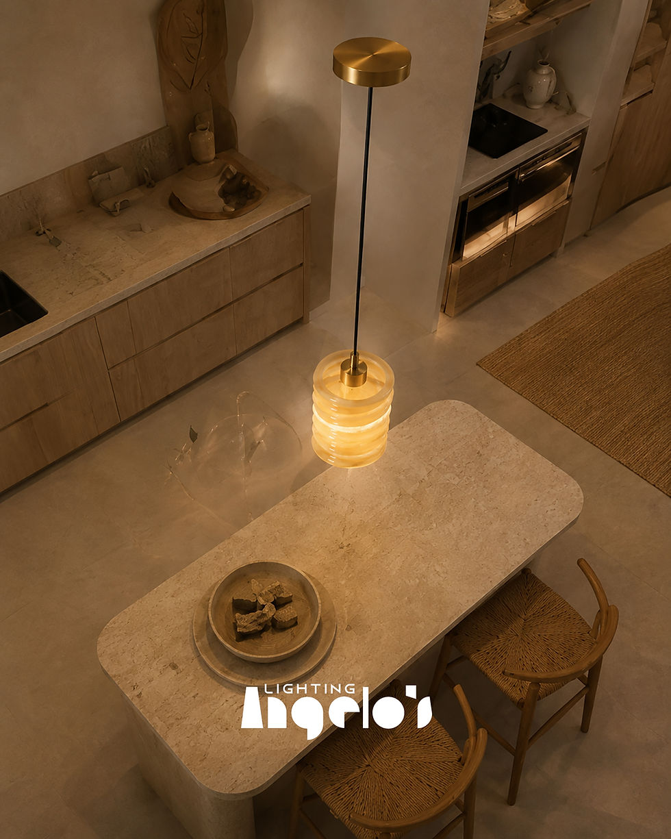 Thumbnail: Aurelio Ribbed natural stone Light | Modern Luxury Hanging Light