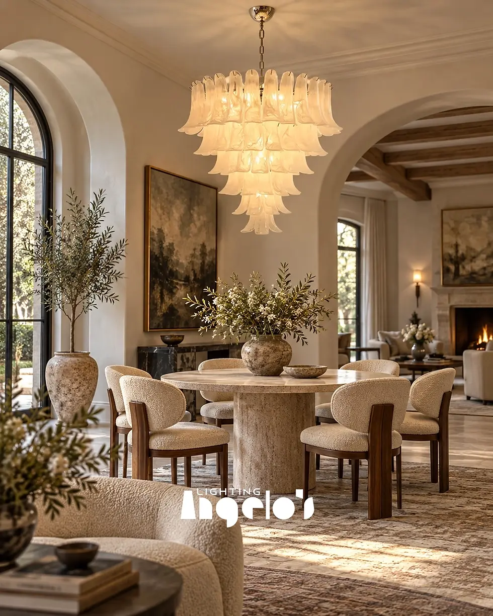Thumbnail: Orlisse Cream Glass Chandelier | Angelo’s Lighting