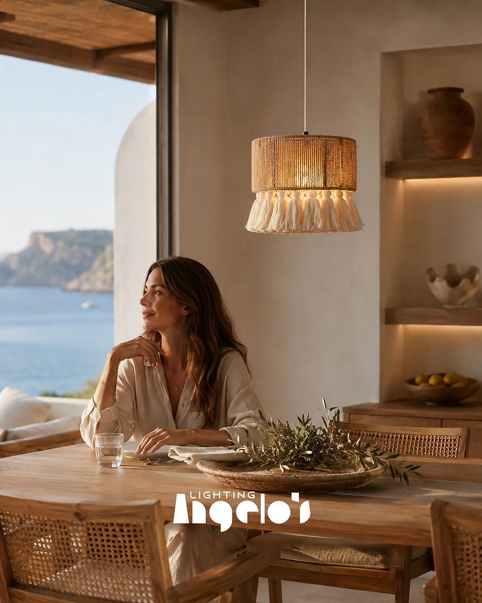 Thumbnail: Tassia Boho Jute fiber Pendant Light | Woven Tassel Hanging Lamp for Dining Room & Living Space