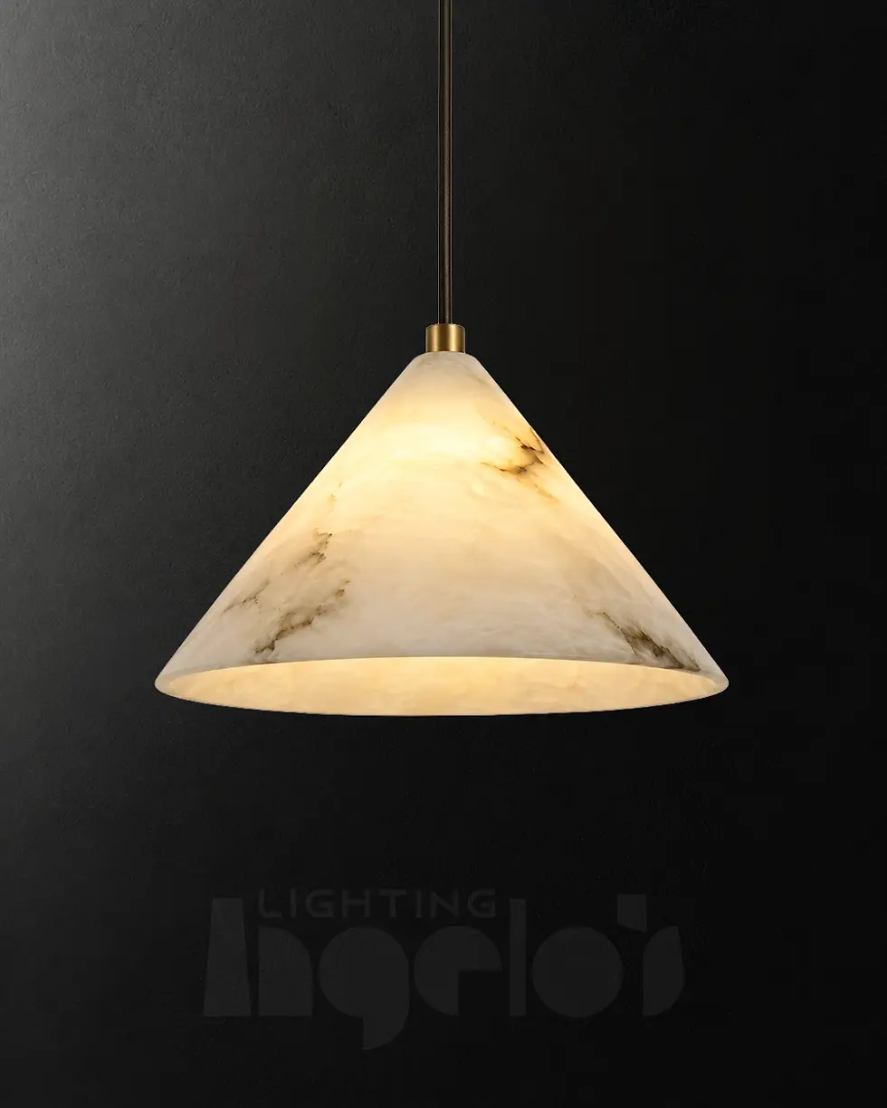 Maren Modern Ivory Stone Cone Pendant Light | Angelo’s Lighting
