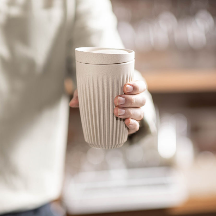Thumbnail: HuskeeCup Lid 12oz Reusable Coffee Cup in Natural