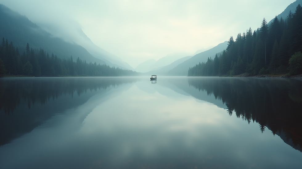 Eye-level view of serene lakeside reflections