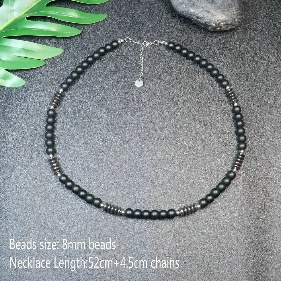 Thumbnail: Natural Amethyst String Beads Necklace Rosary Hematite Crosses Pendant