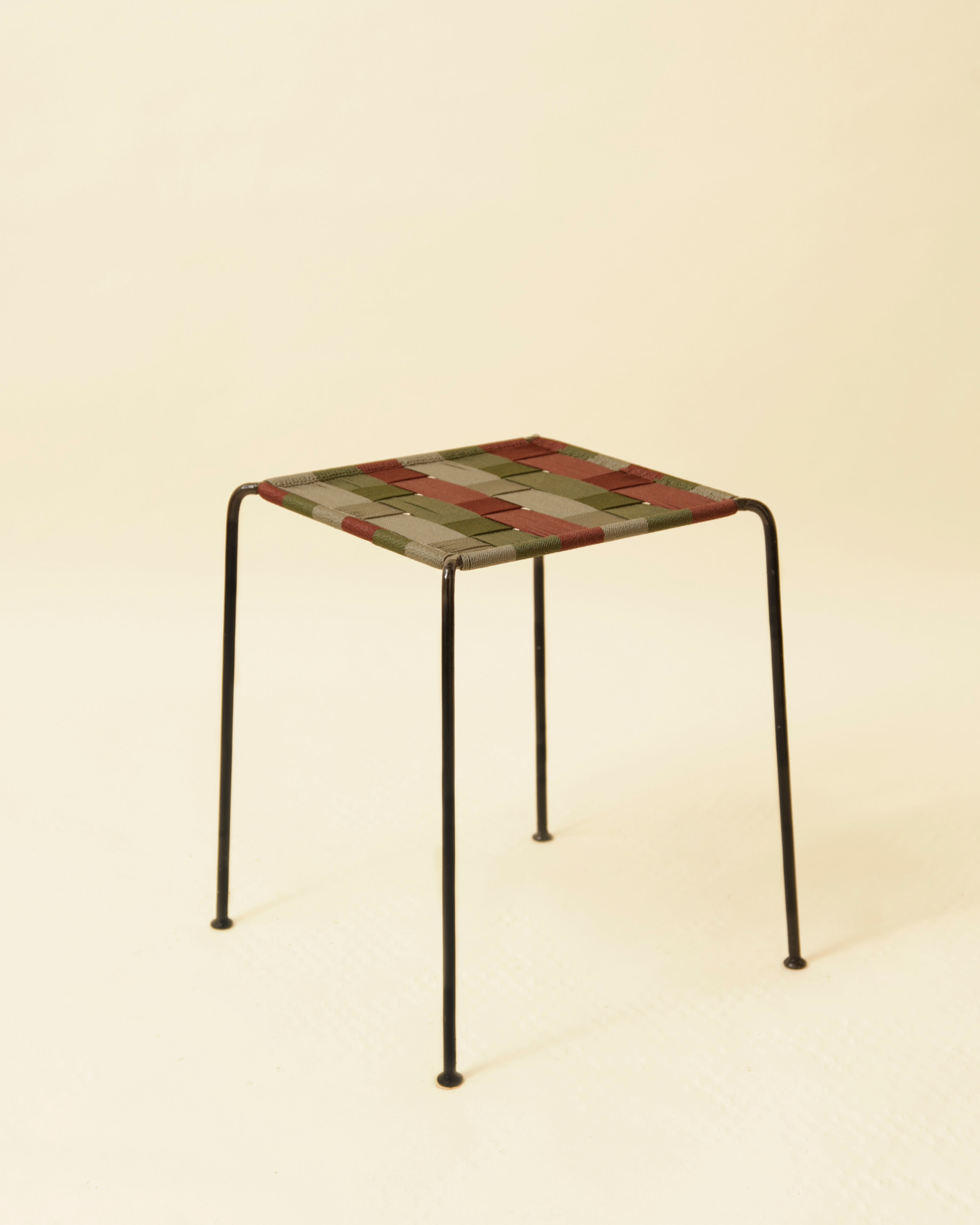 TABOURET CARRÉ - ANTOINE KAKI / MARRON / GRIS