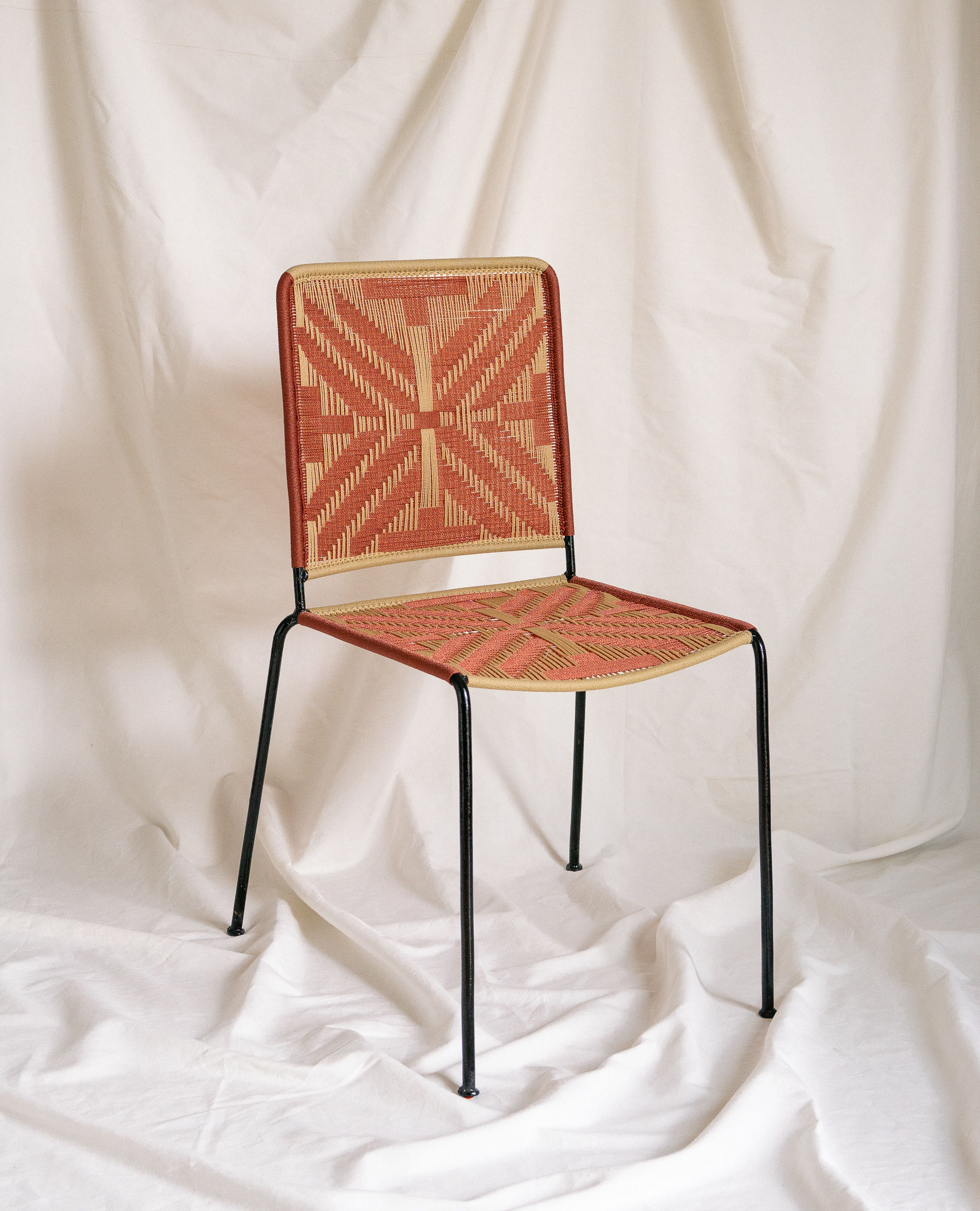 CHAISE DROITE - FANNY - ROUILLE / BEIGE