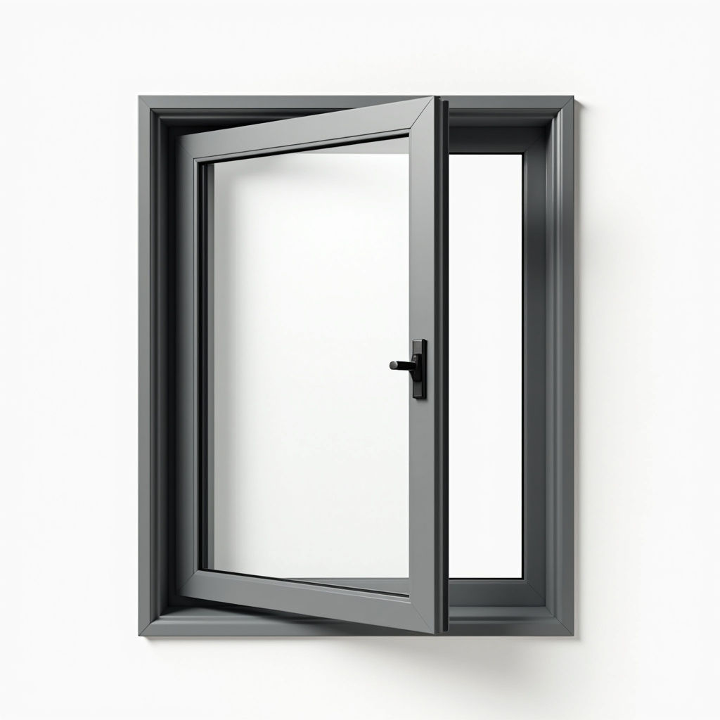 Kunststoff DrehKipp Fenster Grau