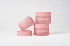 Branding photography of skincare products arranged in studio lighting