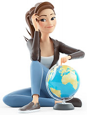 3D woman with globe