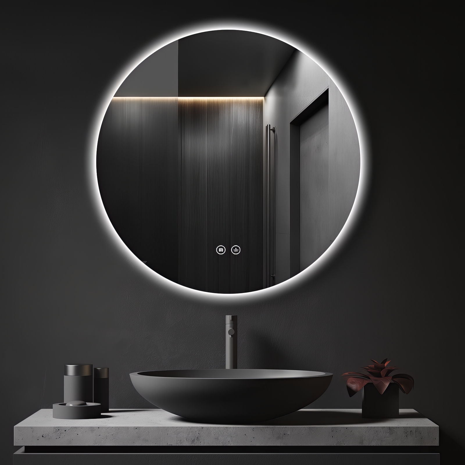60cm Round LED Bathroom Mirror – Frameless, Anti-Fog & Backlit
