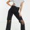 Thumbnail: The Echo wide leg jeans with knee rips  in washed black