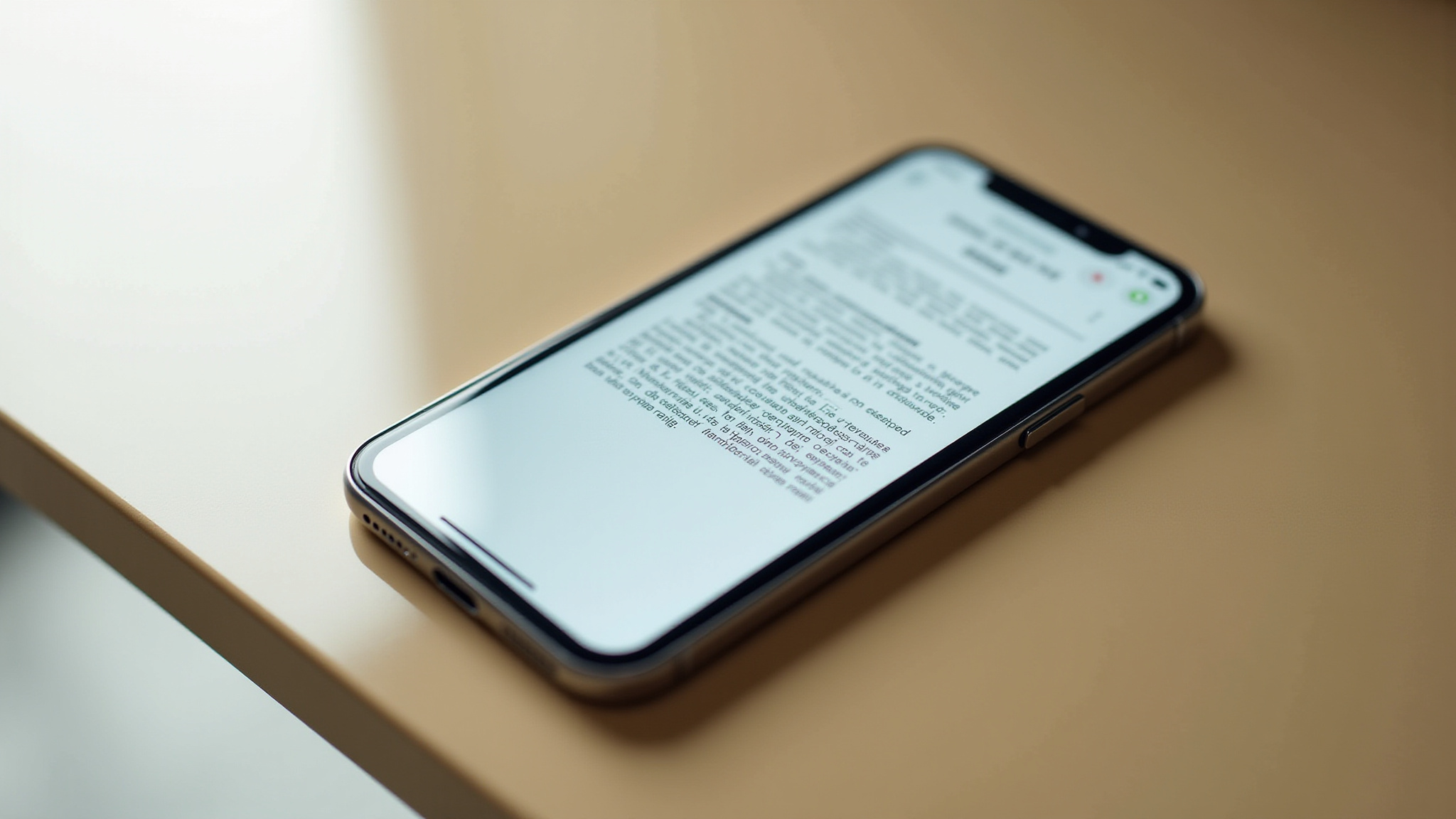 スマートフォンに表示された文書