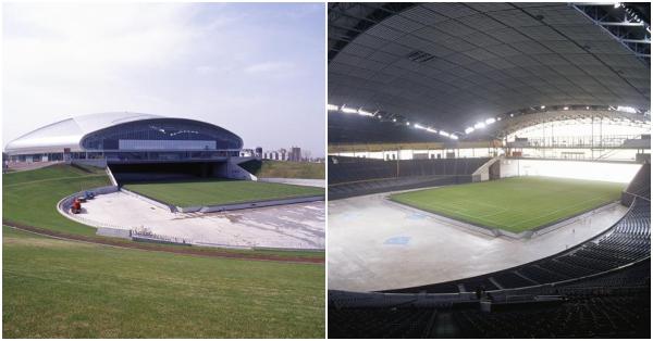 Stadion Sapporo Dome yang punya mekanisme retractable surface (global.kawasaki.com)