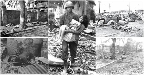 Kolase korban pembantaian dan pemerkosaan massal serdadu Jepang di Manila. (National Archives and Records Administration/malacanang.gov.ph).