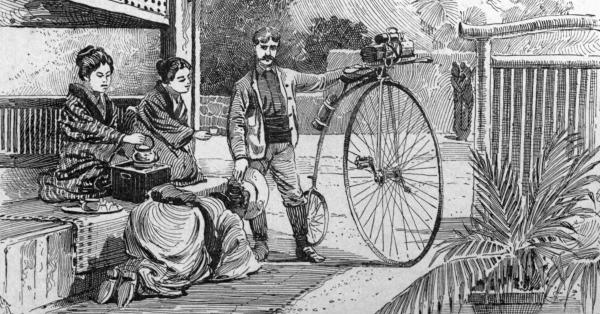 Ilustrasi Tom Stevens selama di Jepang yang jadi fase akhir perjalanannya (Around the World on a Bicycle)
